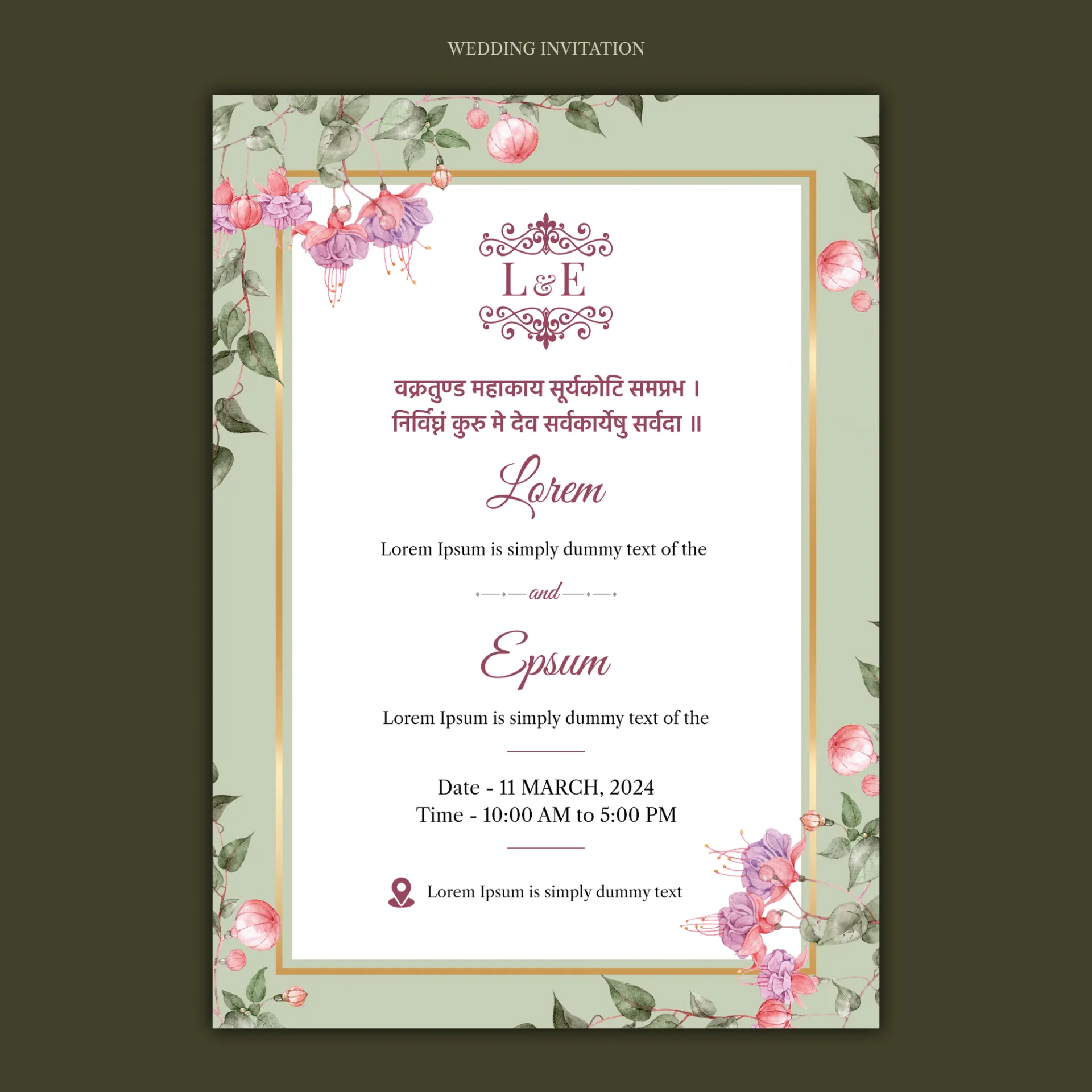 Elegant Floral Digital Wedding Invitation Template | Editable PSD | Modern & Minimalist Design